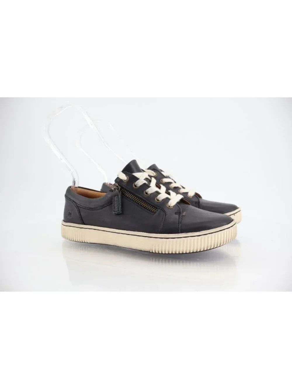 Born Women Paloma Sneaker Sz 6.5 Black Leather Low Top Lace Up Casual Shoe Comfy